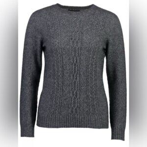 McDonald New Zealand Possum Merino Wool Silk Crew Neck Knit Lace Detail Pewter S